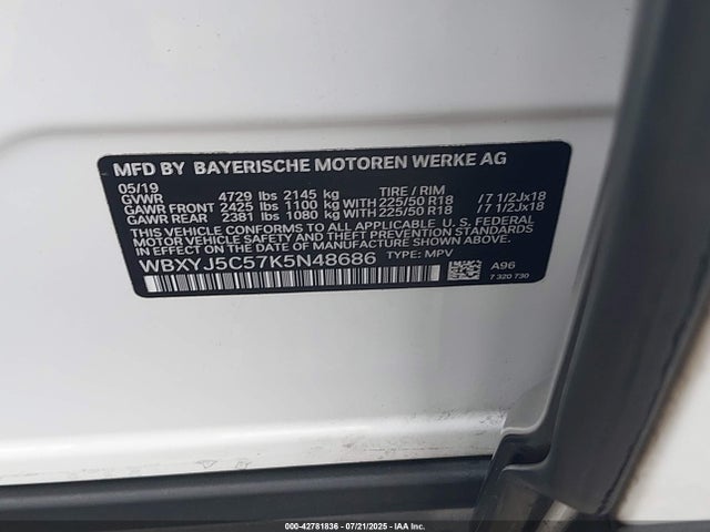 WBXYJ5C57K5N48686 BMW X2