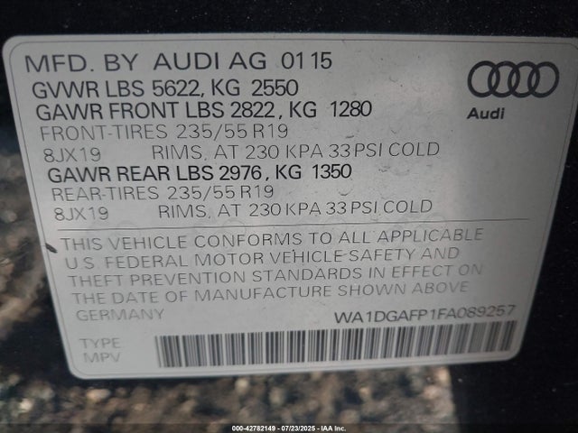 2015 AUDI Q5 WA1DGAFP1FA089257 Photo 8