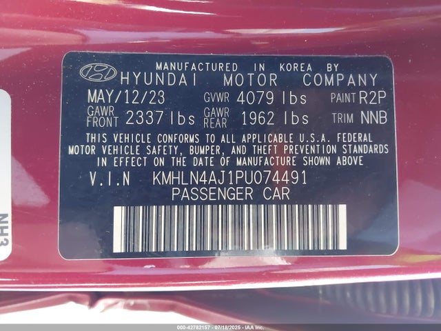 KMHLN4AJ1PU074491 Hyundai gdi kappa