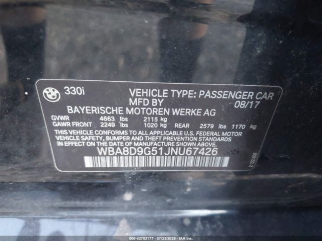 2018 BMW 330I WBA8D9G51JNU67426 Photo 8