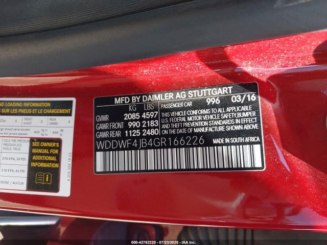 Mercedes-Benz 2016 2016 WDDWF4JB4GR166226 Image 9