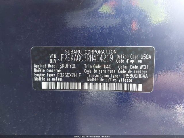 Subaru na u5 2024 JF2SKAGC3RH414219 Image 9