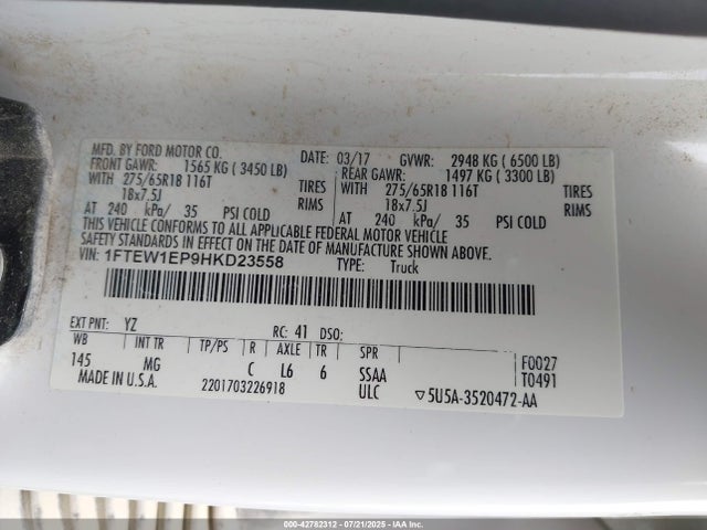 Ford 2.7l-4v 2017 1FTEW1EP9HKD23558 Image 9
