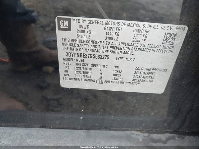 2016 CADILLAC SRX 3GYFNBE37GS533275 Photo 8