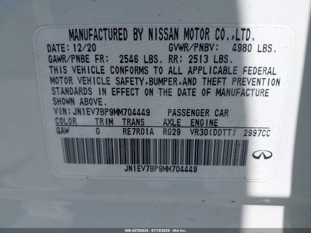 JN1EV7BP9MM704449 Infiniti 3.0l t