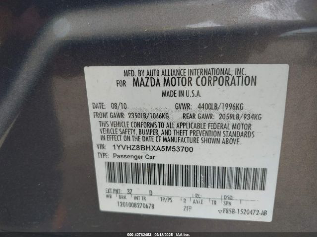 2010 MAZDA MAZDA6 1YVHZ8BHXA5M53700 Photo 8