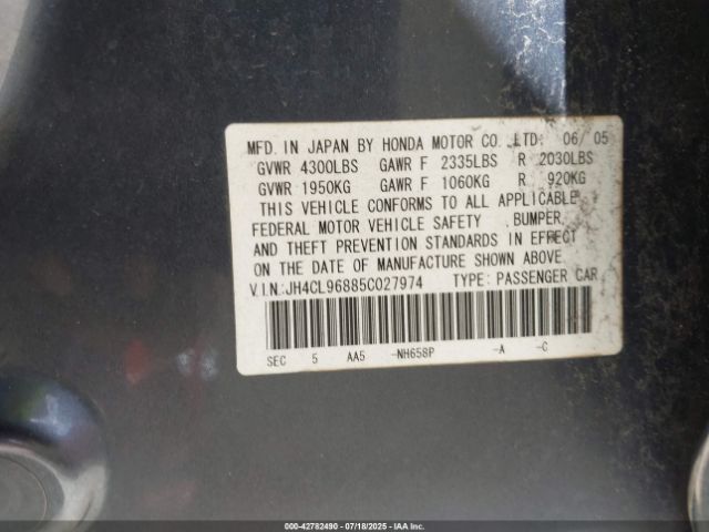 2005 ACURA TSX JH4CL96885C027974 Photo 8