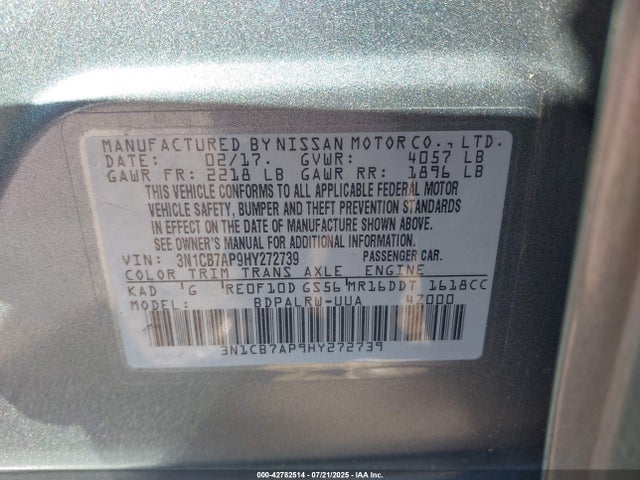 3N1CB7AP9HY272739 Nissan 2017