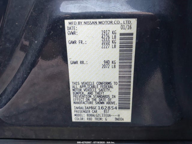 1N4AL3AP8GC162854 Nissan 2016