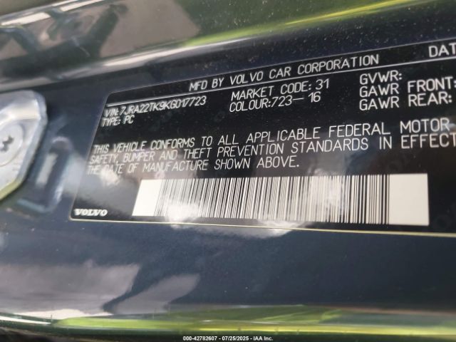 2019 VOLVO S60 7JRA22TK9KG017723 Photo 8