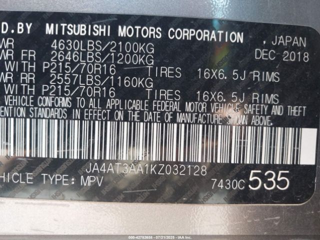 2019 MITSUBISHI ECLIPSE CROSS JA4AT3AA1KZ032128 Photo 8