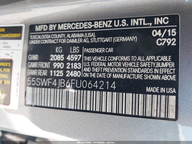 55SWF4JB6FU064214 Mercedes-Benz C-Class