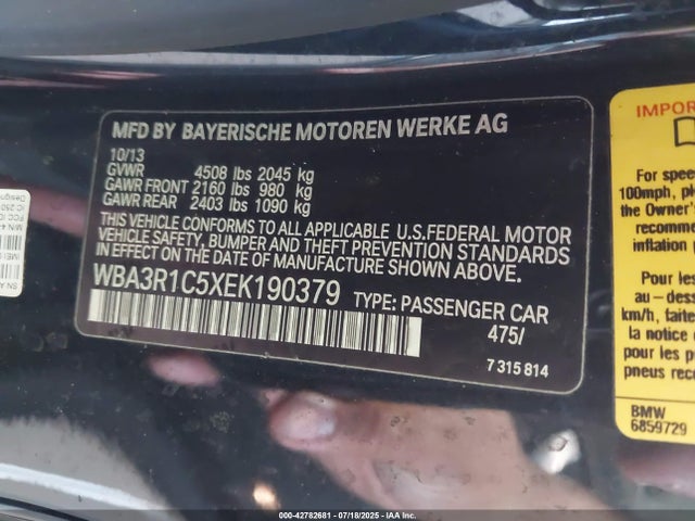 WBA3R1C5XEK190379 BMW 2014