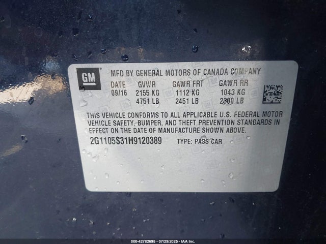 Chevrolet Impala 2017 2G1105S31H9120389 Image 22