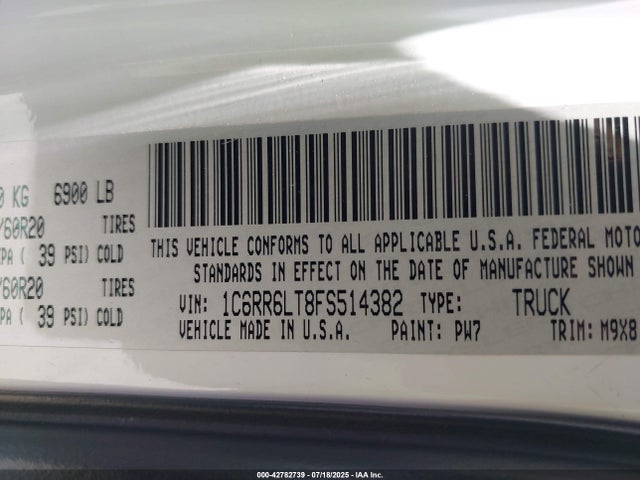RAM 1500 2015 1C6RR6LT8FS514382 Image 9