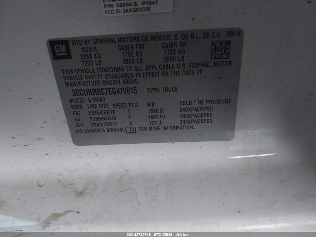 3GCUKREC7EG479815 Chevrolet l83 - vvt, afm (active fuel management), aluminum