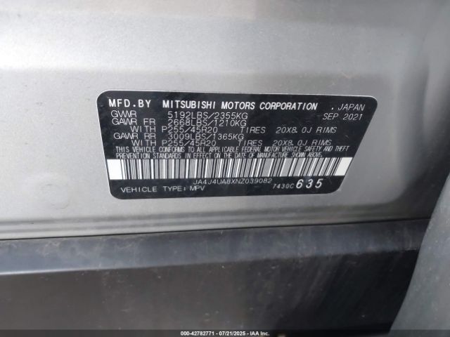 2022 MITSUBISHI OUTLANDER JA4J4UA8XNZ039082 Photo 8