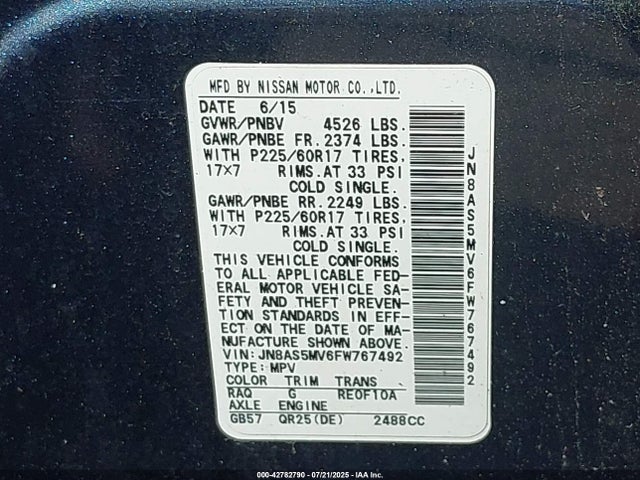 JN8AS5MV6FW767492 Nissan 2015