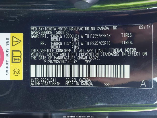 2T2BZMCA1HC120042 Lexus RX