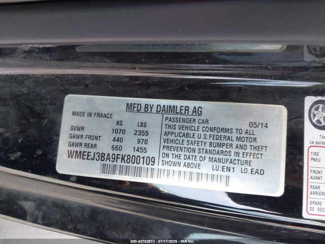 WMEEJ3BA9FK800109 Smart Fortwo