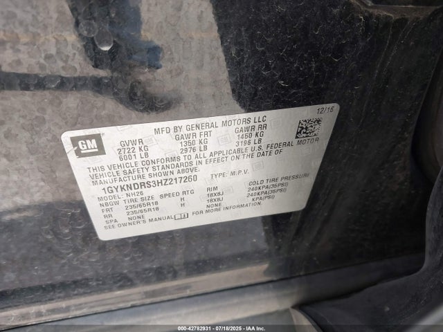 2017 CADILLAC XT5 1GYKNDRS3HZ217260 Photo 8