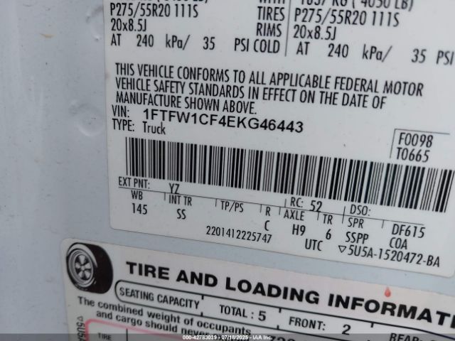 2014 FORD F-150 1FTFW1CF4EKG46443 Photo 8