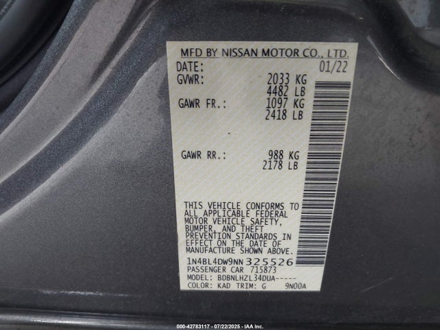 1N4BL4DW9NN325526 Nissan 2022