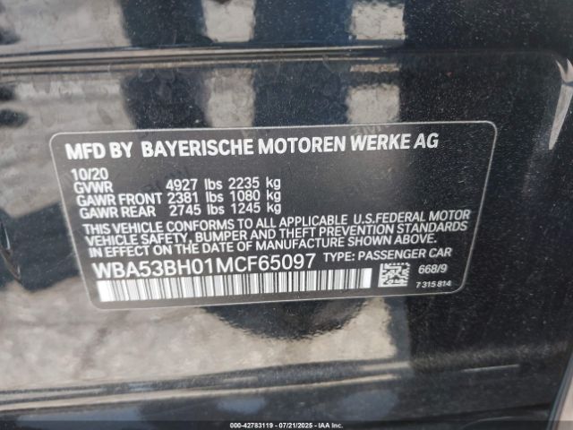 2021 BMW 530I WBA53BH01MCF65097 Photo 8