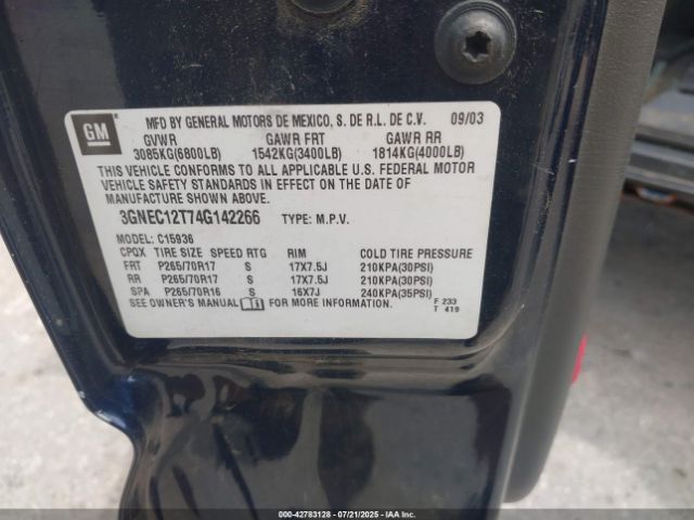 2004 CHEVROLET AVALANCHE 1500 3GNEC12T74G142266 Photo 8