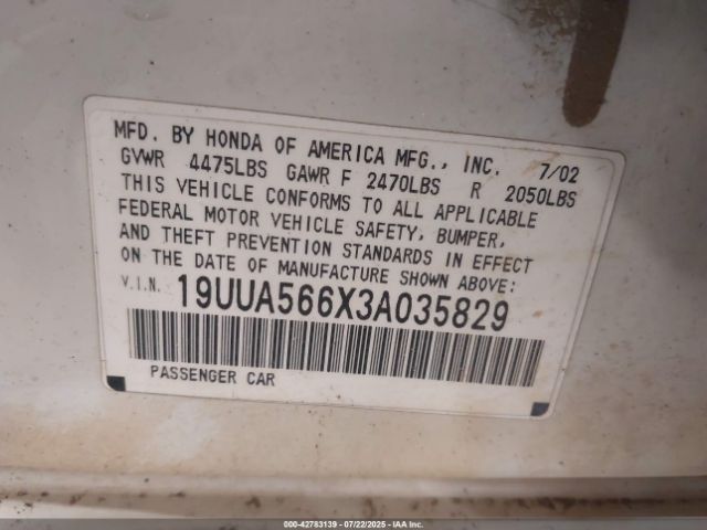 2003 ACURA TL 19UUA566X3A035829 Photo 8