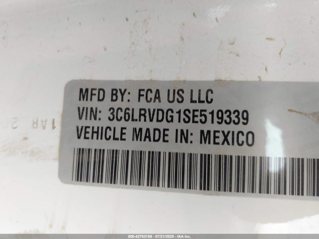 Продажа на аукционе авто 2025 Ram Promaster 2500 Tradesman High Roof 159 Wb W/pass Seat, vin: 3C6LRVDG1SE519339, номер лота: 42783158