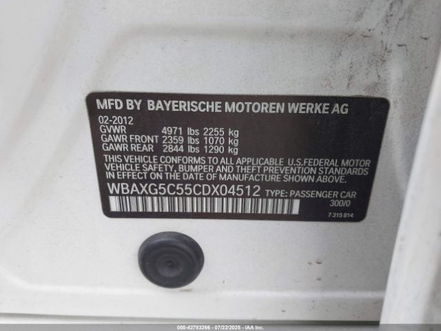 2012 BMW 528I WBAXG5C55CDX04512 Photo 8