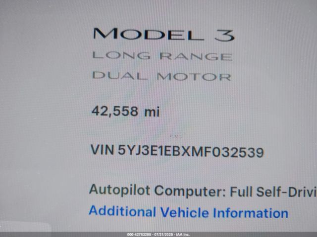 2021 TESLA MODEL 3 5YJ3E1EBXMF032539 Photo 6