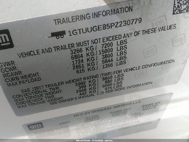 1GTUUGE85PZ230779 GMC lz0