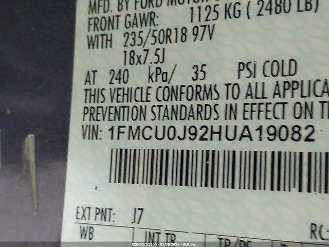 Ford 2017 2017 1FMCU0J92HUA19082 Image 9