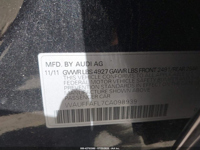 2012 AUDI A4 WAUFFAFL7CA098939 Photo 8