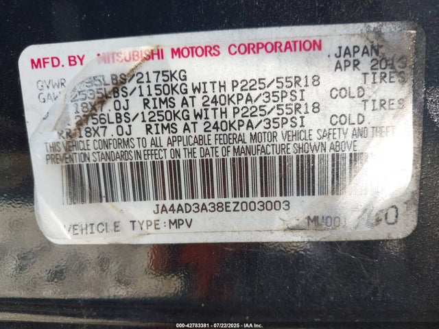 JA4AD3A38EZ003003 Mitsubishi mivec