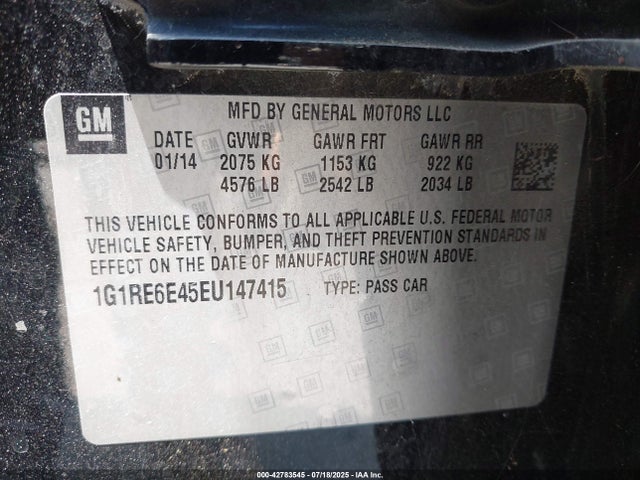 1G1RE6E45EU147415 Chevrolet luu - ffv, e-flex, fam