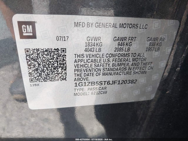 1G1ZB5ST6JF120382 Chevrolet Malibu 1ls
