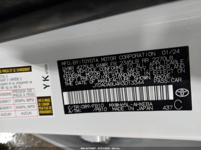 JTDADABU4R3013344 Toyota m20a-fxs