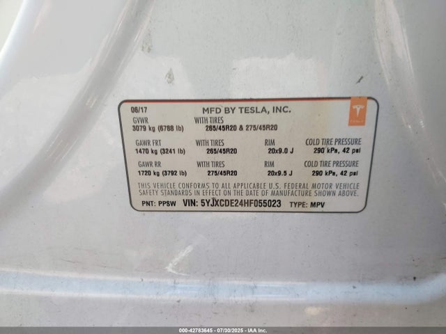 Tesla MODEL X 2017 5YJXCDE24HF055023 Image 9