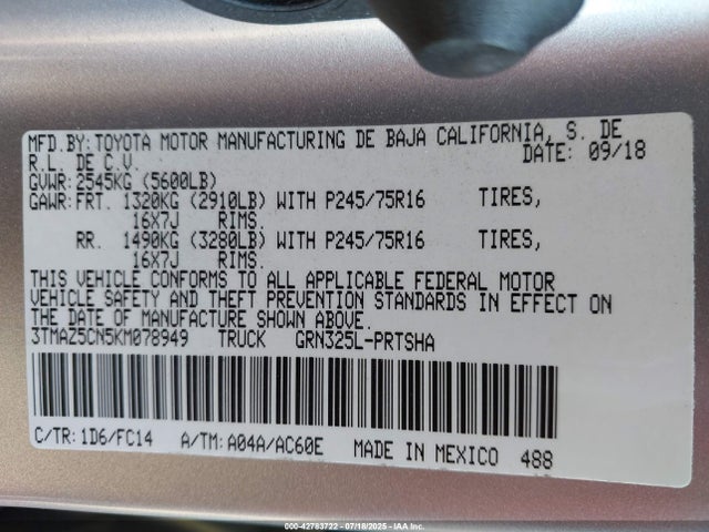 Toyota 2gr-fks 2019 3TMAZ5CN5KM078949 Image 9