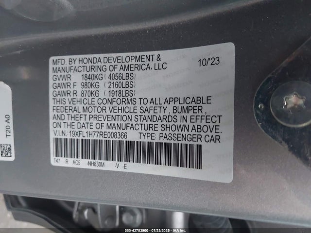 Honda l15b7 2024 19XFL1H77RE008366 Image 9