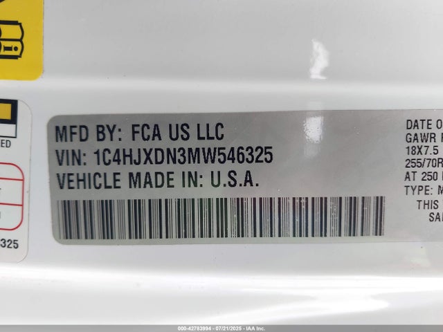1C4HJXDN3MW546325 Jeep 2021