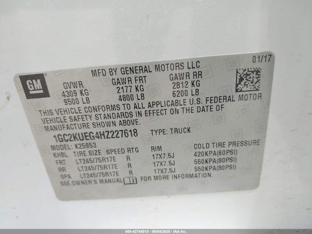 1GC2KUEG4HZ227618 Chevrolet l96 - e85 max, iron