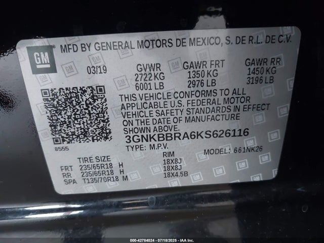 3GNKBBRA6KS626116 Chevrolet lcv
