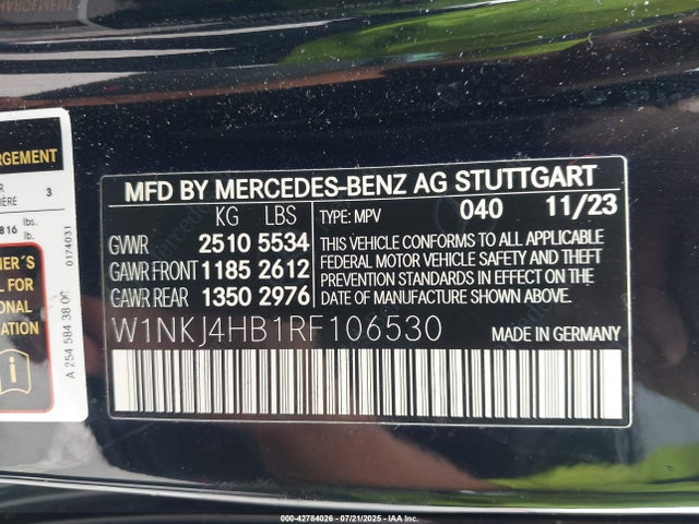 W1NKJ4HB1RF106530 Mercedes-Benz m254