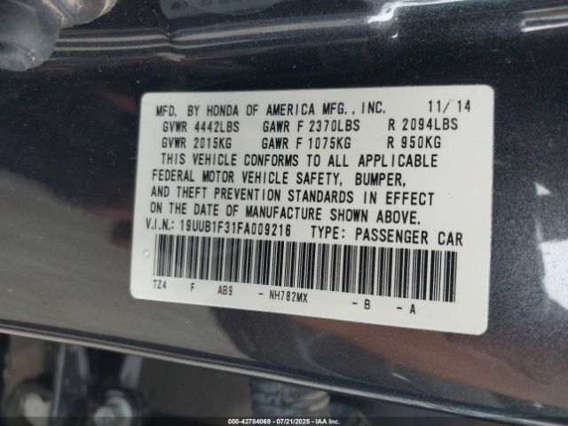 2015 ACURA TLX 19UUB1F31FA009216 Photo 8