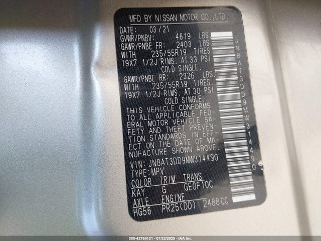 JN8AT3DD9MW314490 Nissan 2021