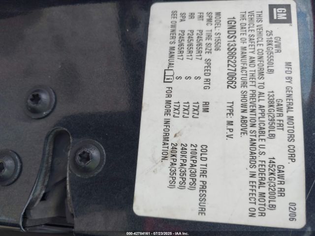2006 CHEVROLET TRAILBLAZER 1GNDS13S862270662 Photo 8